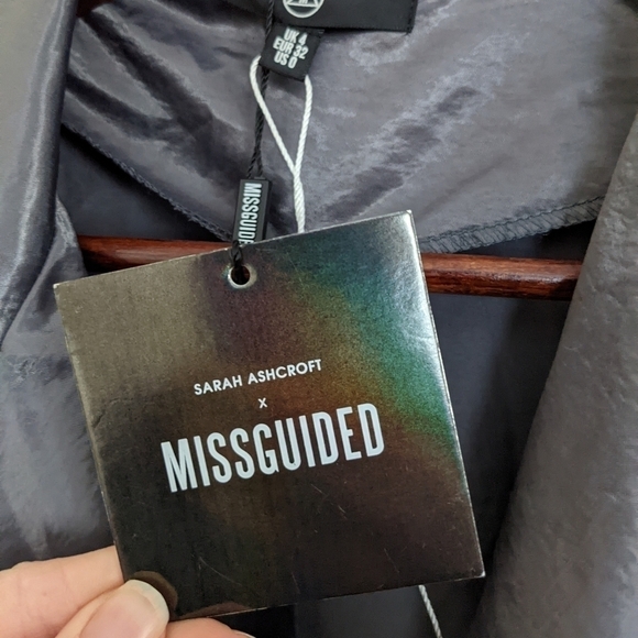 Misguided x Sarah Ashcroft metallic Duster jacket two 90s xs 0 - Picture 8 of 13